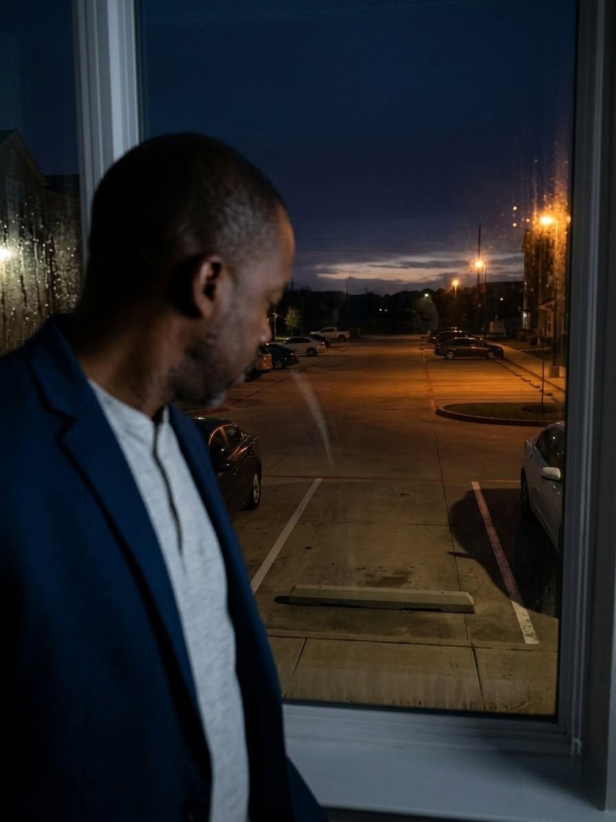 Juston Warthen looking out a window